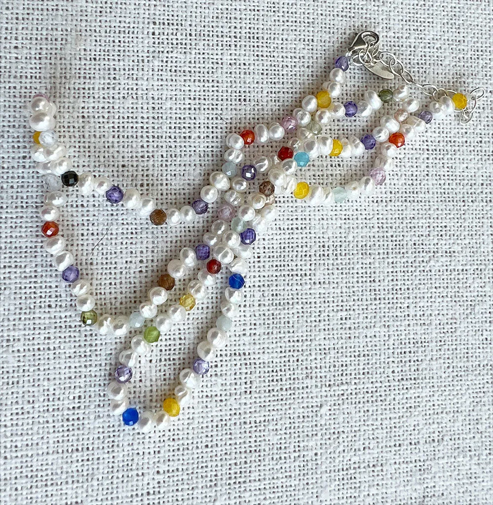 Pearls and Rainbows Necklace, Gold