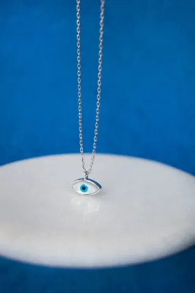 Petite Dainty Evil Eye Sterling Silver Chain Necklace