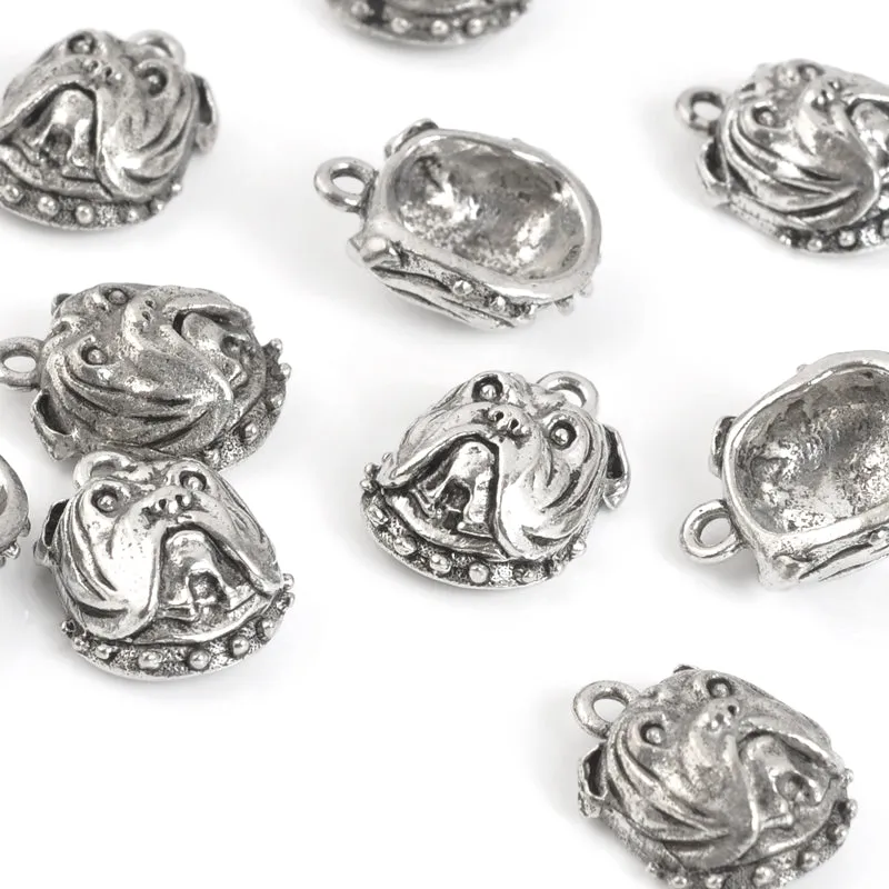 Pewter-17x13mm Bulldog Charm-Antique Silver-Quantity 1