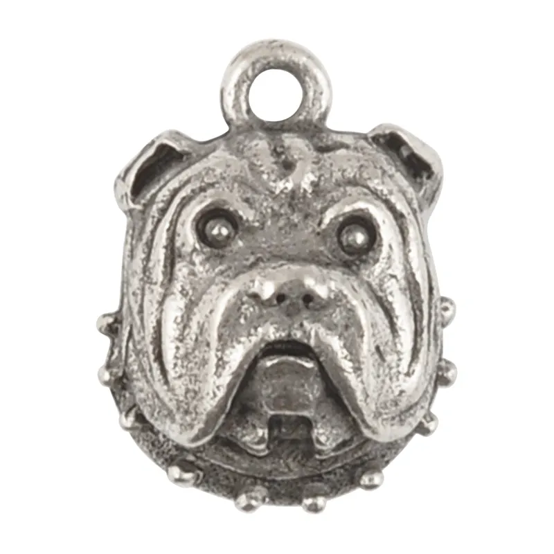 Pewter-17x13mm Bulldog Charm-Antique Silver-Quantity 1