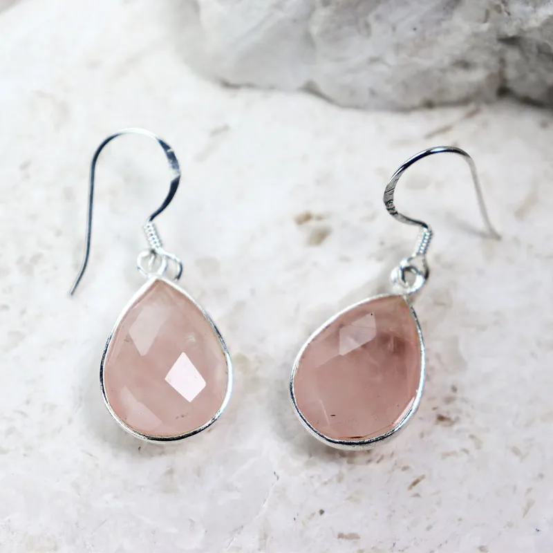 Picola Rose Quartz Teardrop Earrings