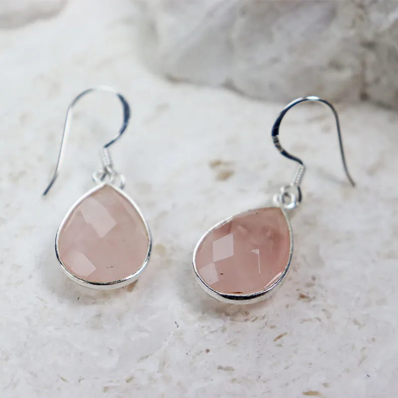 Picola Rose Quartz Teardrop Earrings