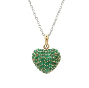 Puffy Pave Emerald Heart Charm