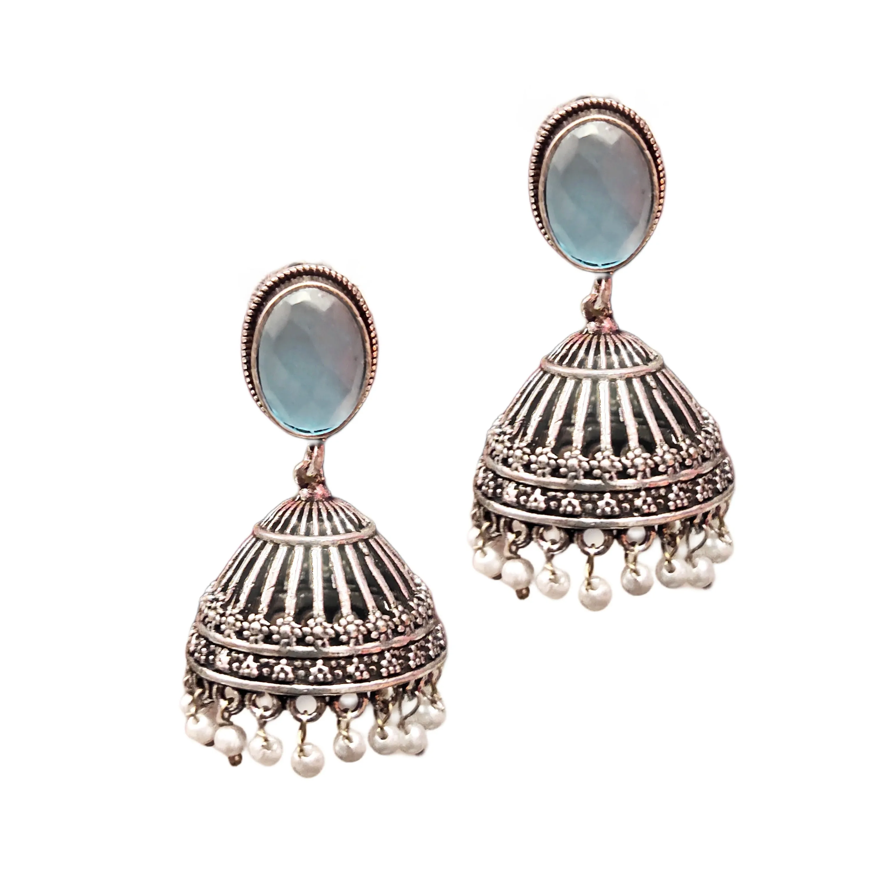 "Dazzling Elegance: Embrace Style with Oxidized Jermon Silver Jhumka Earrings by Asp Fashion Jewellery"