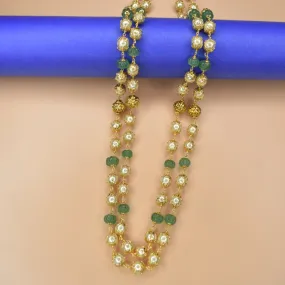 "Pearls of Elegance: A Stunning Two-Layer Pearl Mala Necklace with Semi-Precious Pumpkin Beads by Asp Fashion Jewellery"