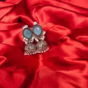 "Shimmering Elegance: Unveiling the Allure of Oxidized Jermon Silver Jhumka Earrings by Asp Fashion Jewellery"