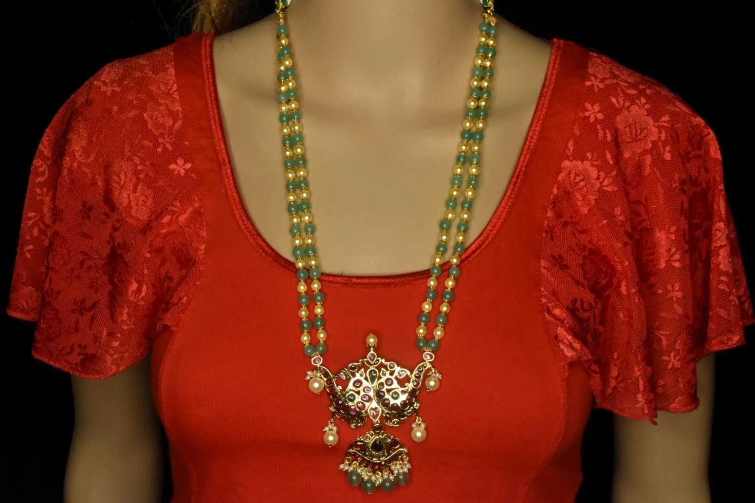 Elegant Rani Haar Necklace with Stunning Kempu Pendant by Asp Fashion Jewellery