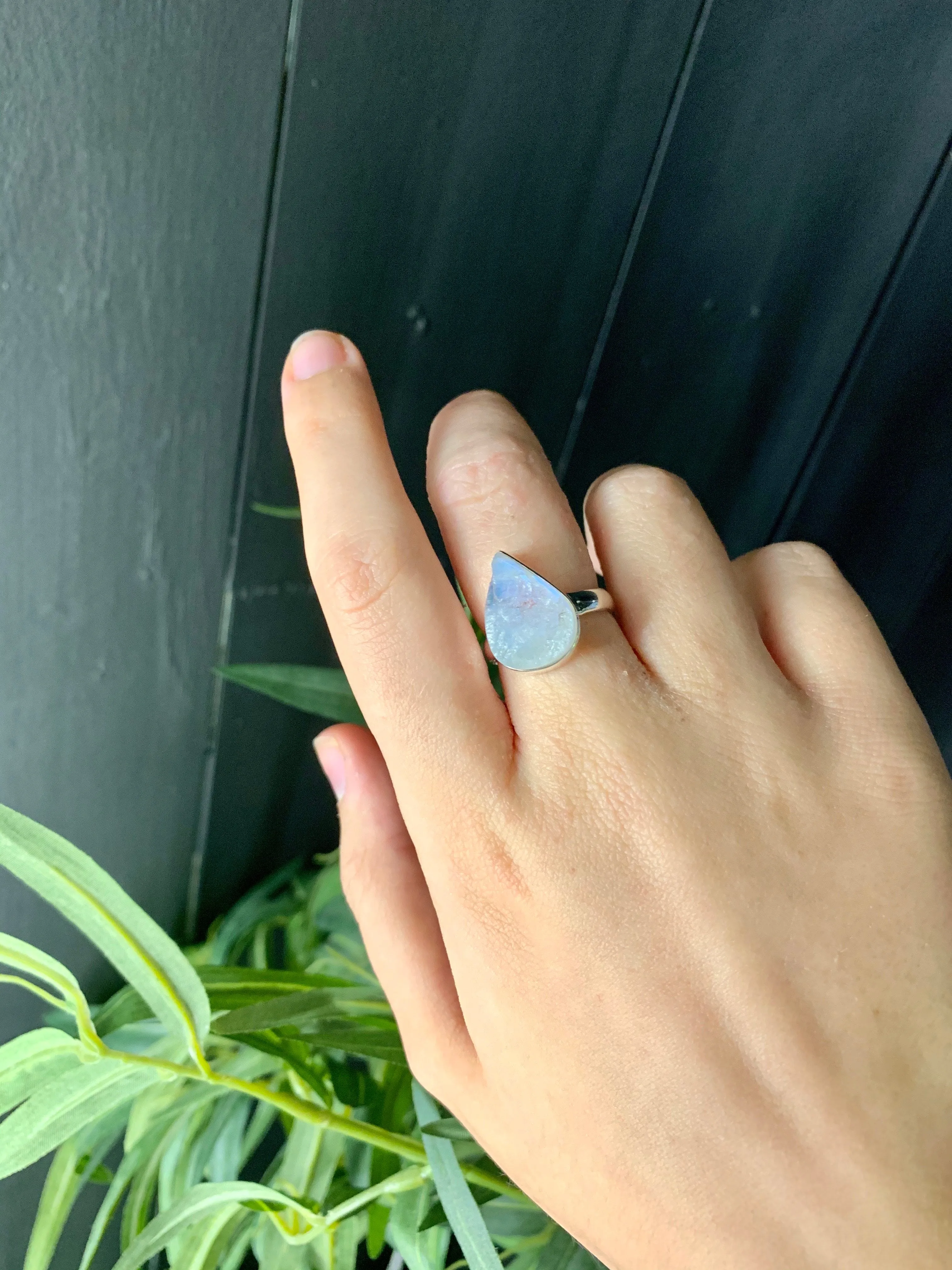 Raw Moonstone Akoni Ring - Med. Drop (US 6 & 6.5)