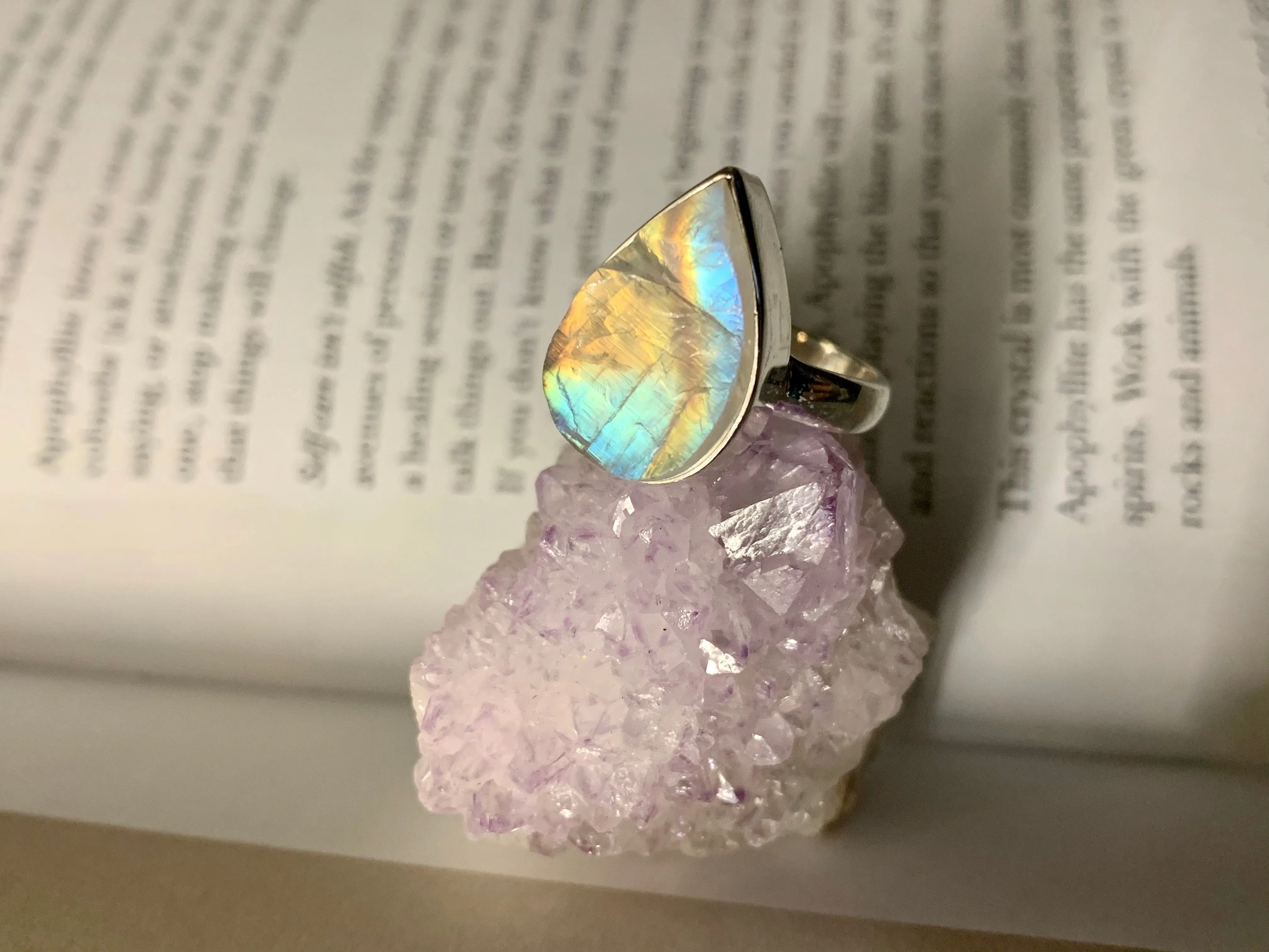 Raw Moonstone Akoni Ring - Med. Drop (US 6 & 6.5)