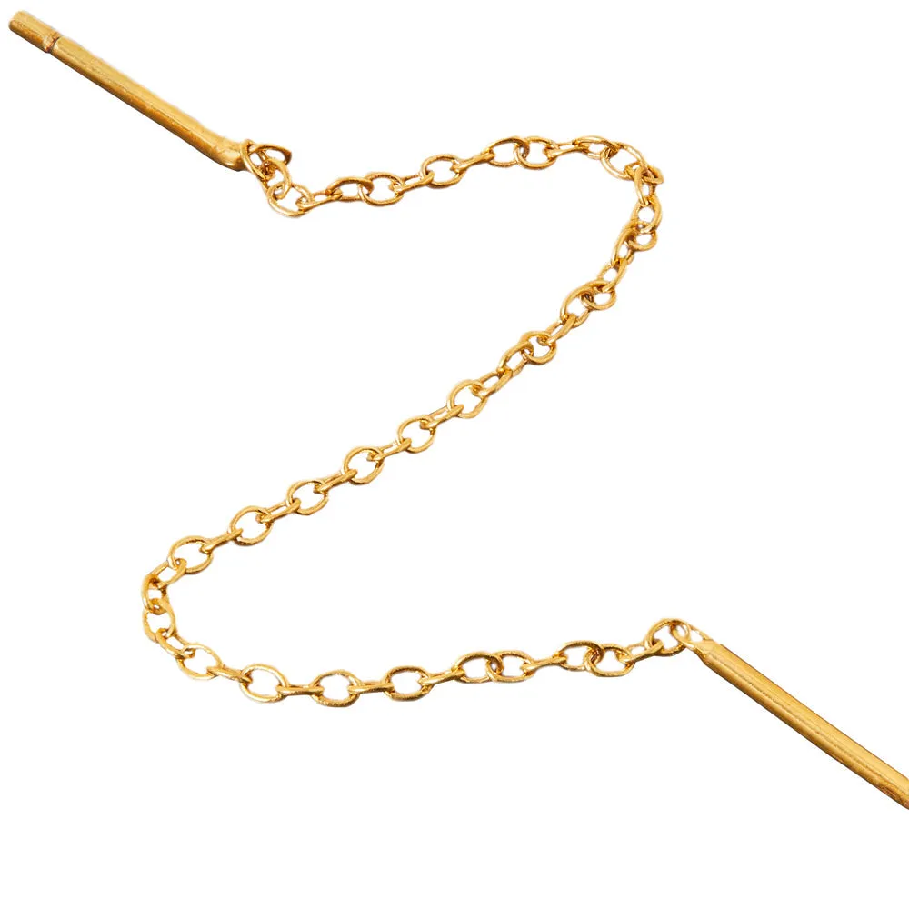 Real Gold Plated Gold Z Single Chain Threader Earring