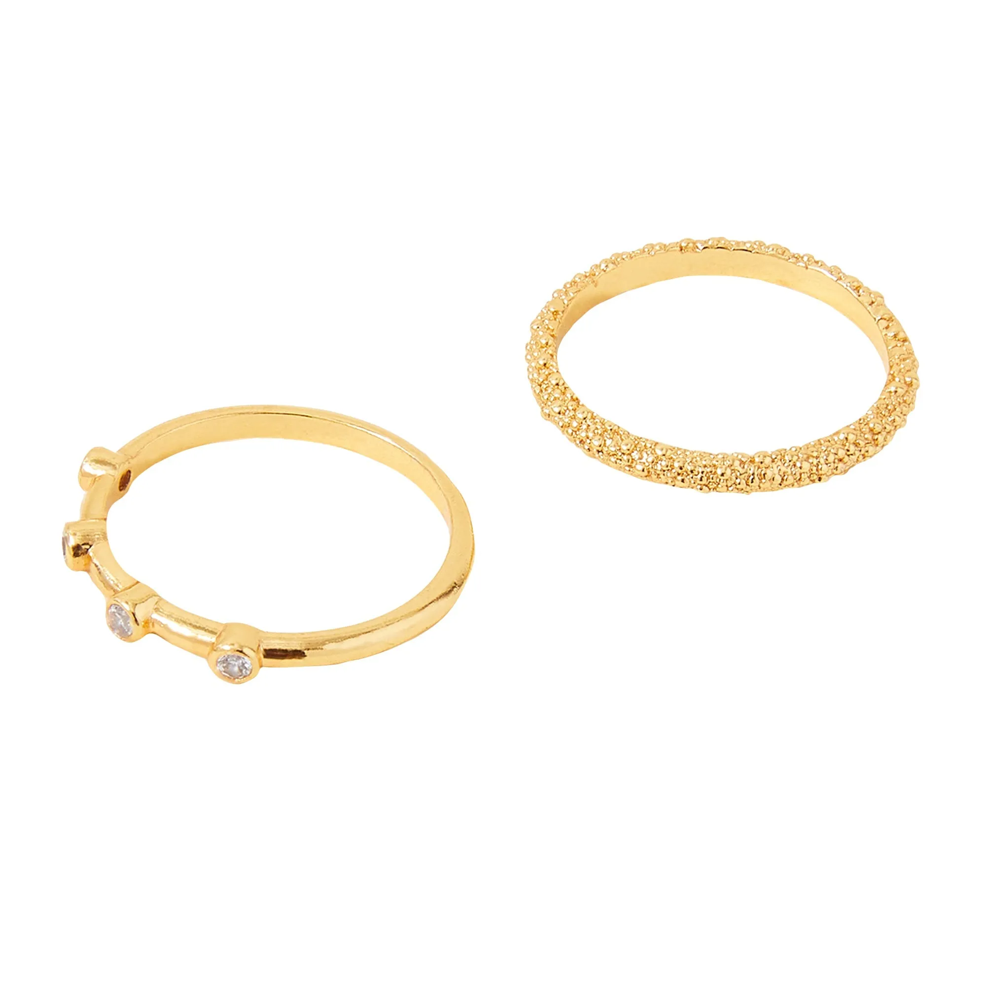 Real Gold Plated Z Gold Sparkle Rings Set Of Two-Large