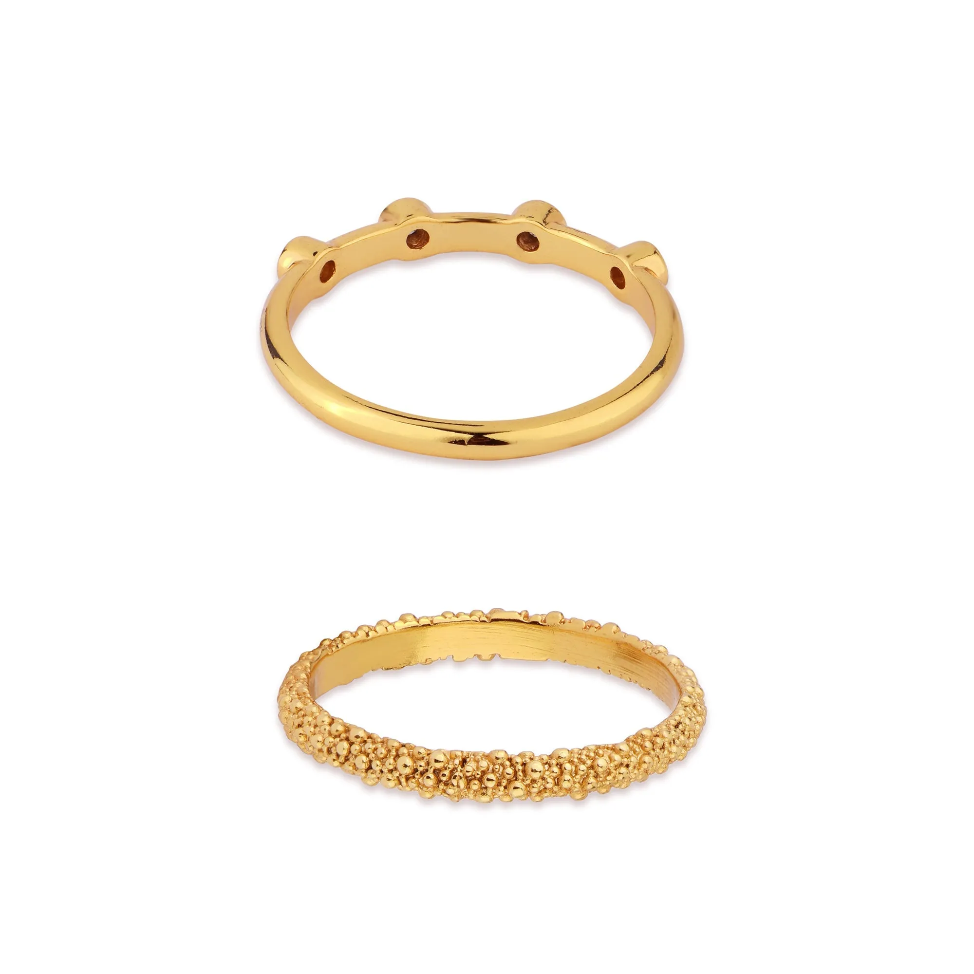 Real Gold Plated Z Gold Sparkle Rings Set Of Two-Large