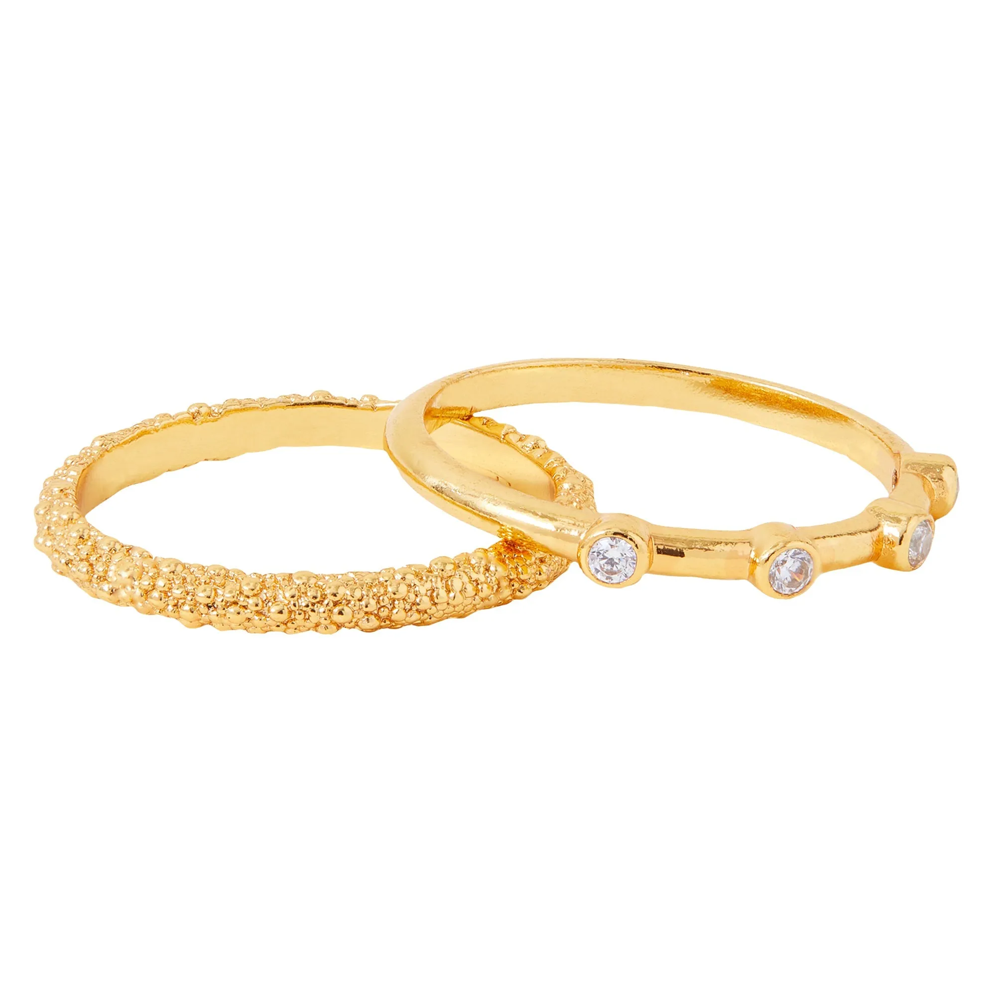 Real Gold Plated Z Gold Sparkle Rings Set Of Two-Large