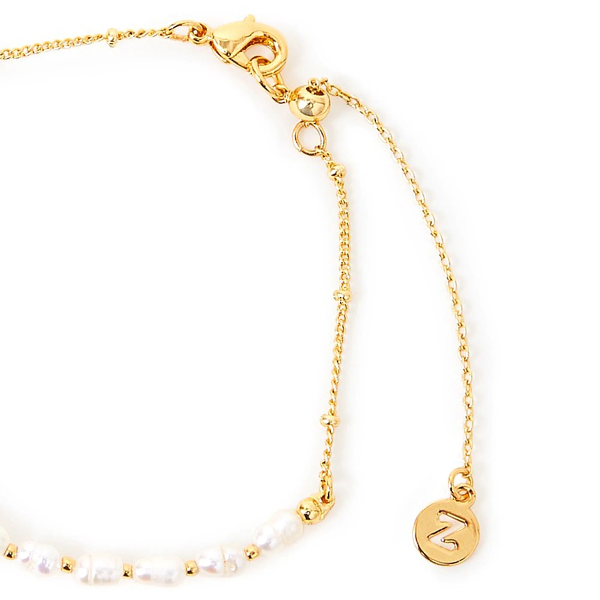 Real Gold Plated Z Murano Glass Heart And Pearl Slider Bracelet