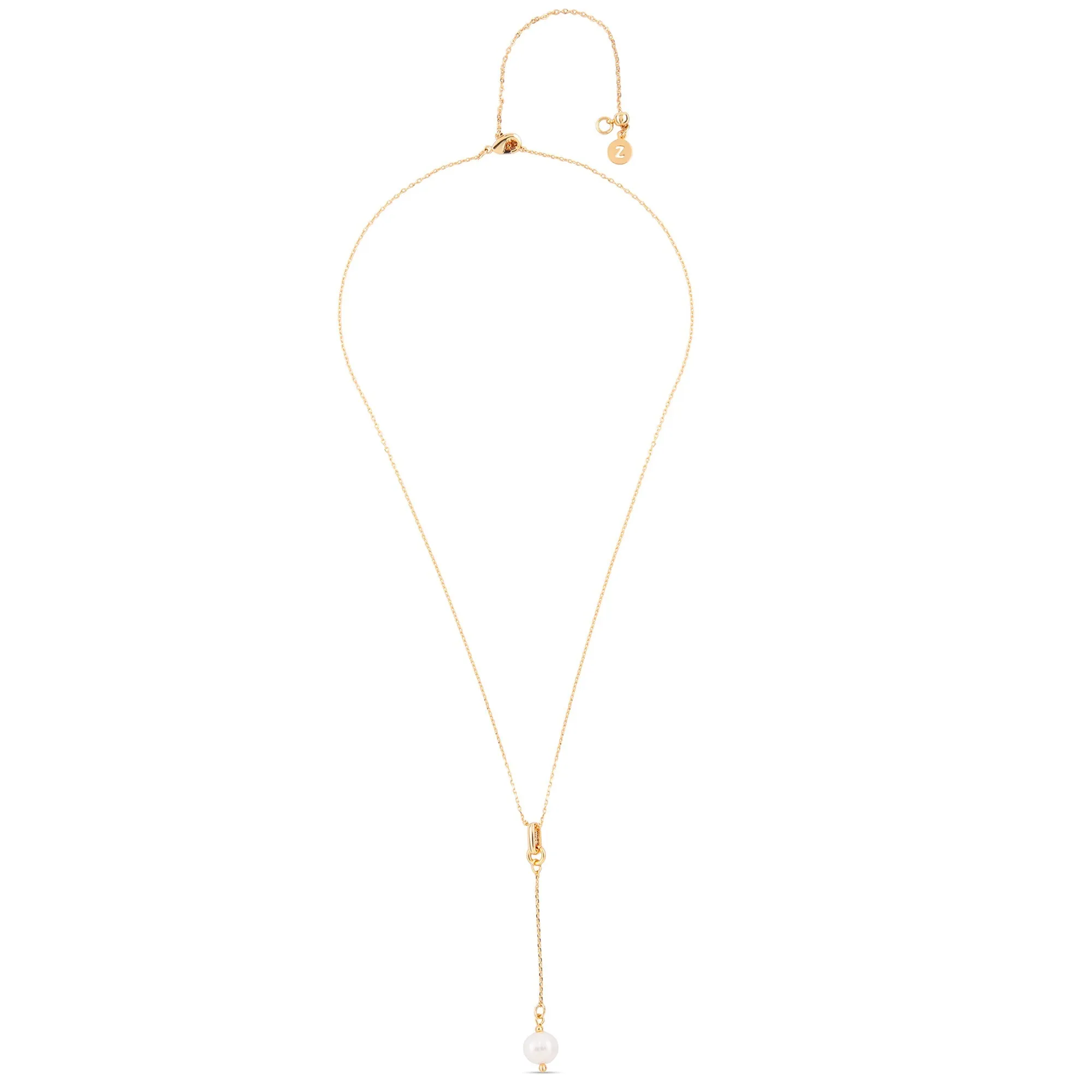 Real Gold-Plated Z Pearl Y-Chain Necklace