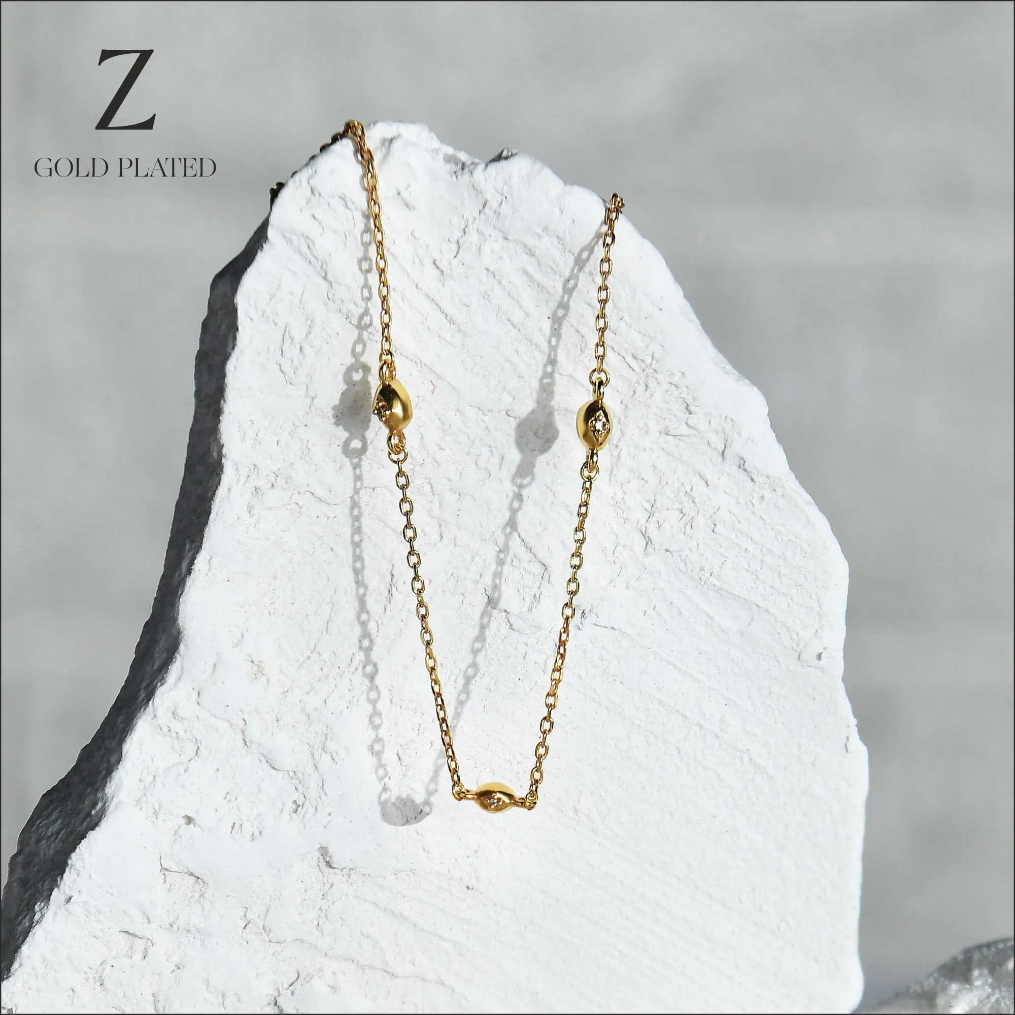 Real Gold Plated Z Sparkle Aventurine Necklace