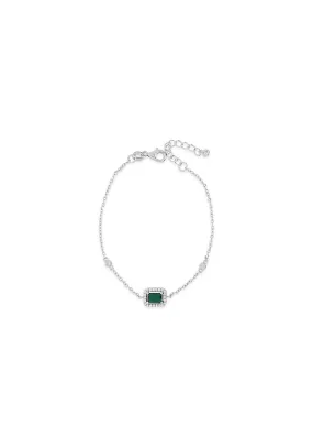 Rectangle Cluster Bracelet Emerald - Silver