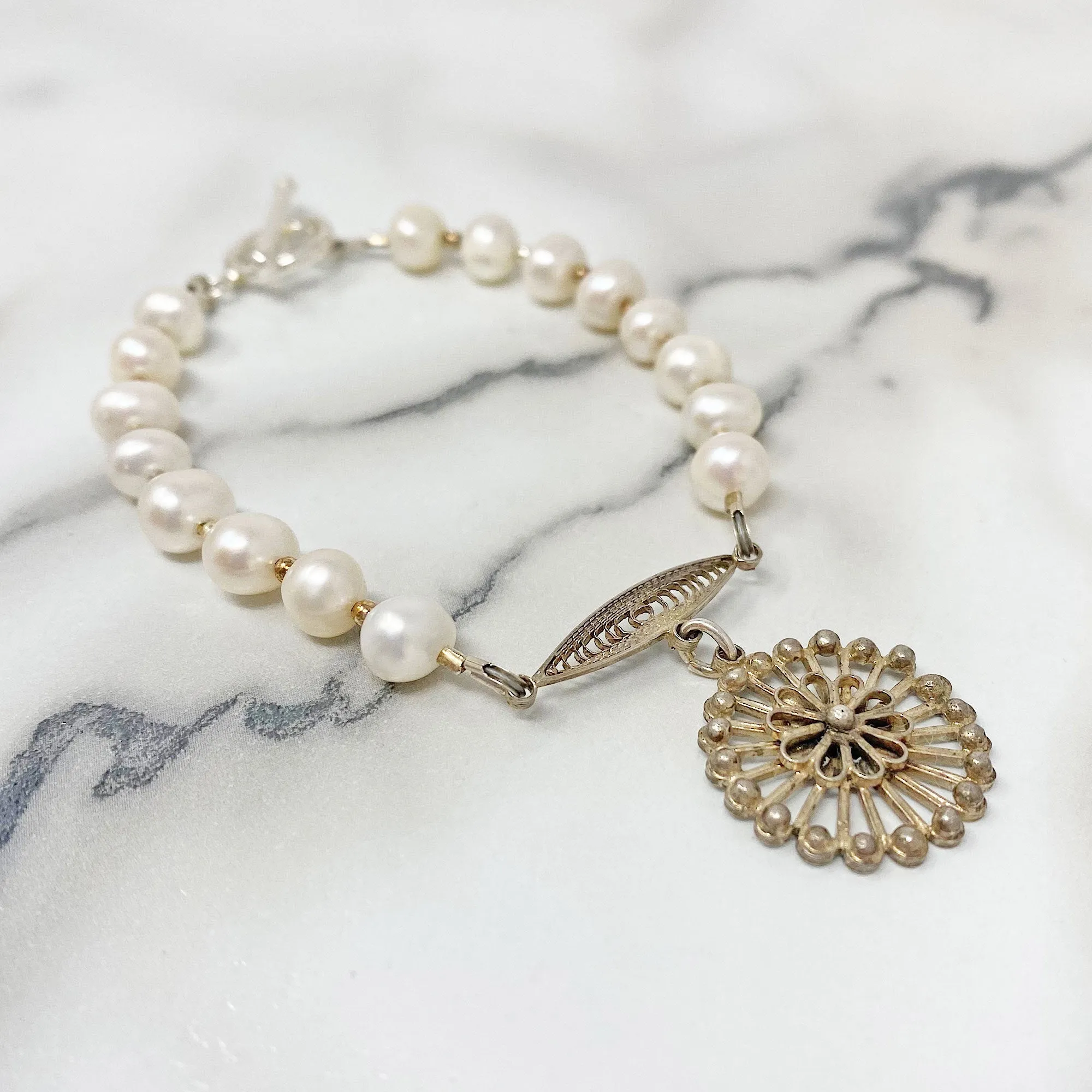 RICHELLE sterling freshwater pearl bracelet