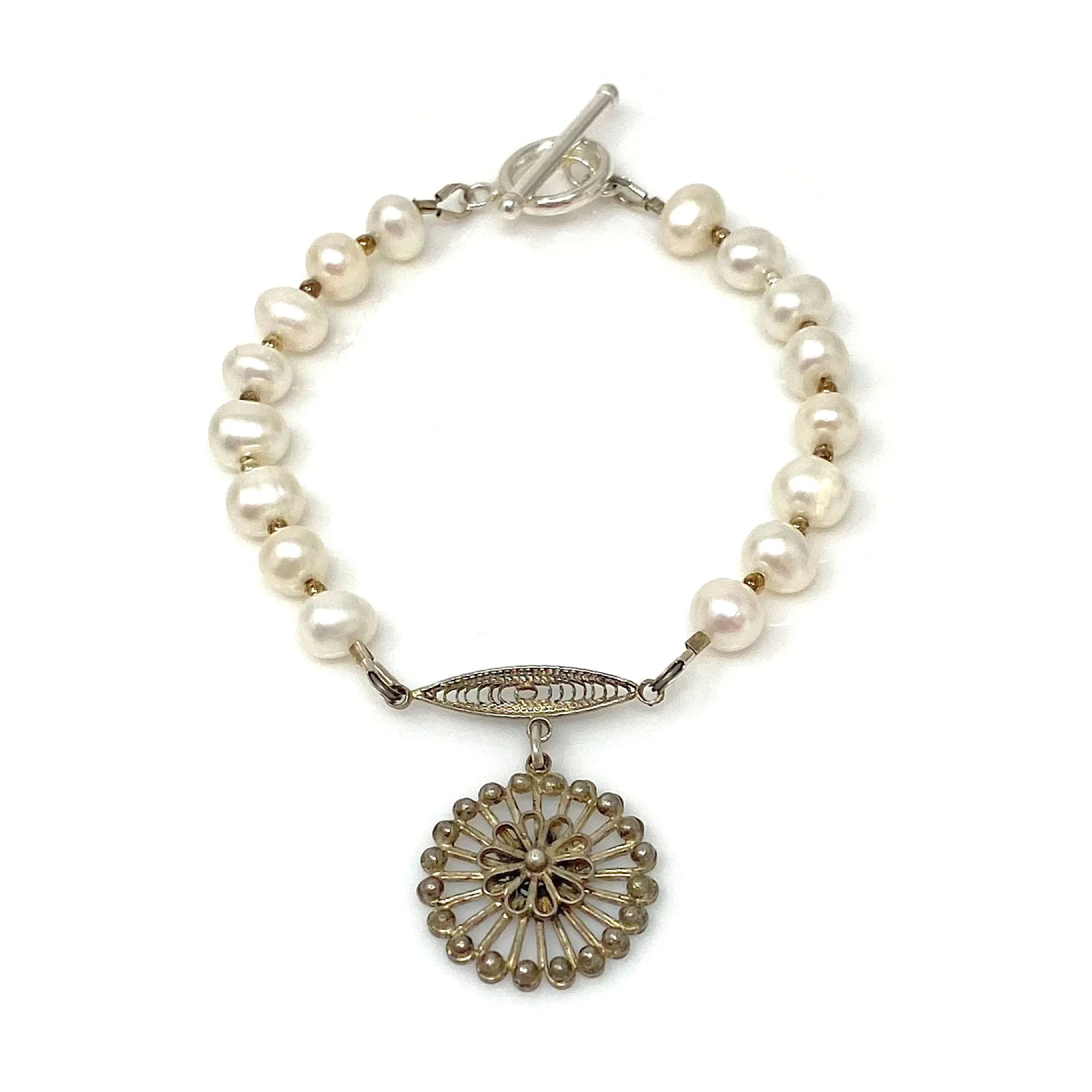 RICHELLE sterling freshwater pearl bracelet