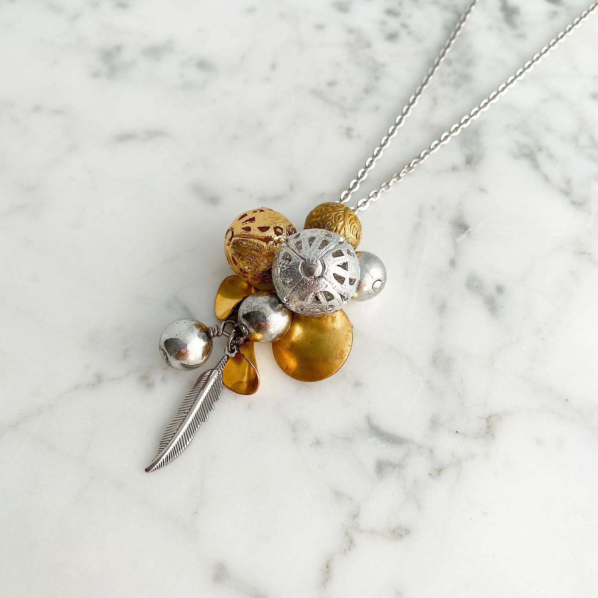 RILEY mixed metal charm necklace