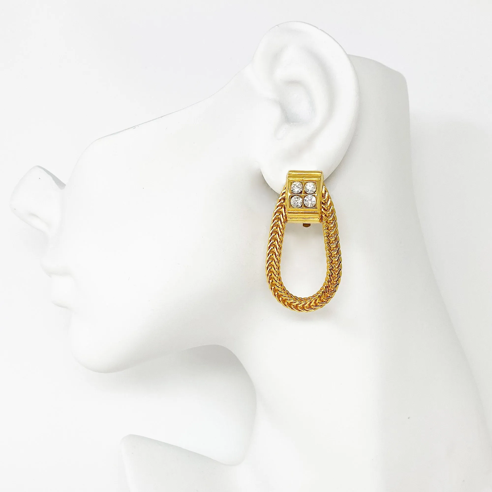 RITA gold chain hoop clip earrings