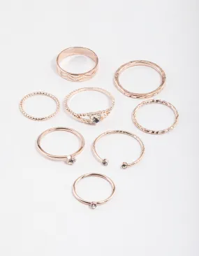 Rose Gold Dainty Heart Ring Pack