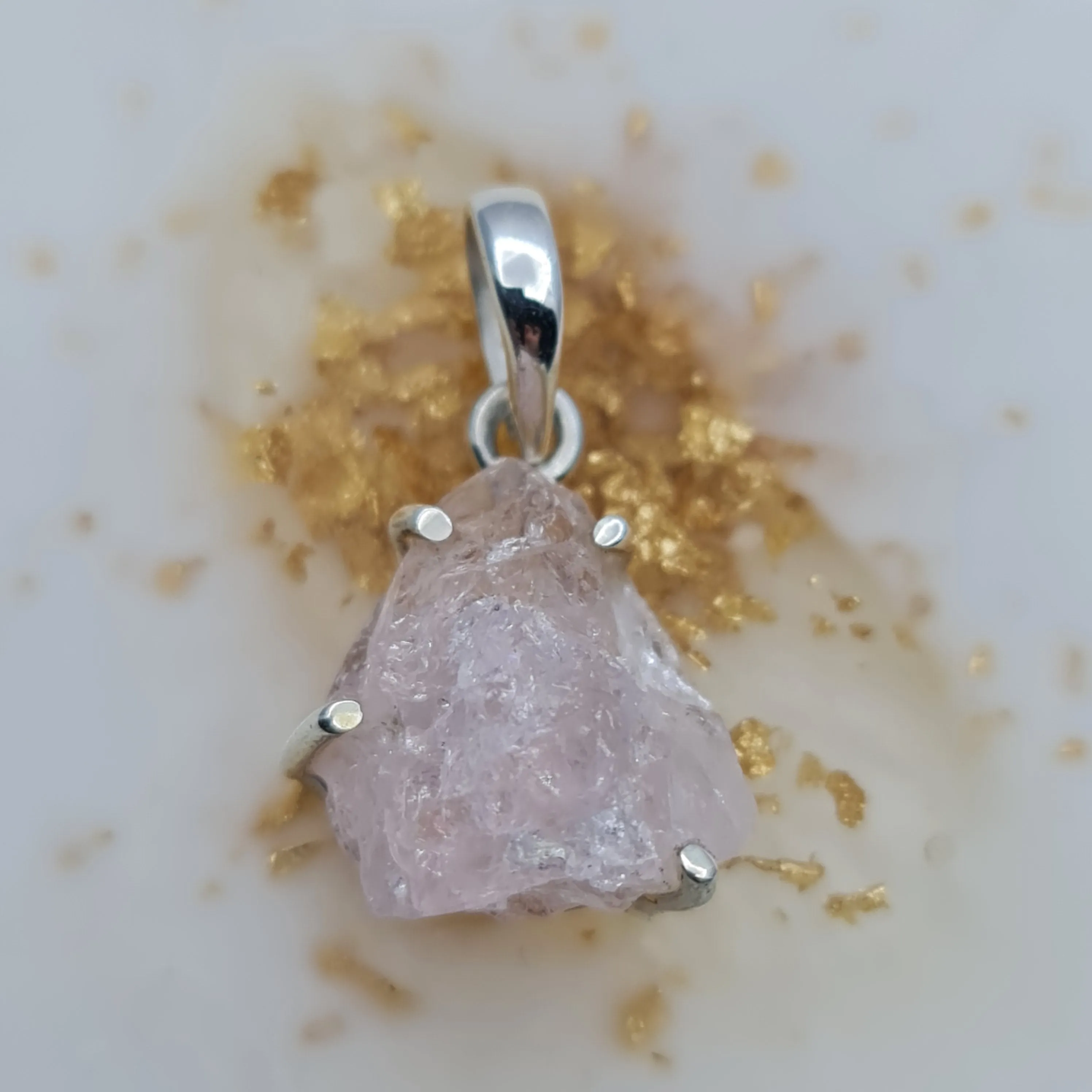 Rose Quartz rough cut Stone pendant