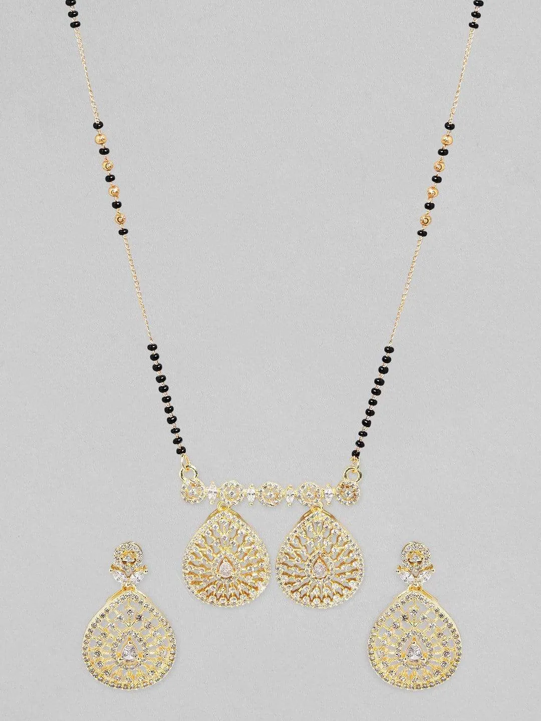 Rubans 22K Gold Handcrafted Plated Zircon Studded Mangalsutra Set