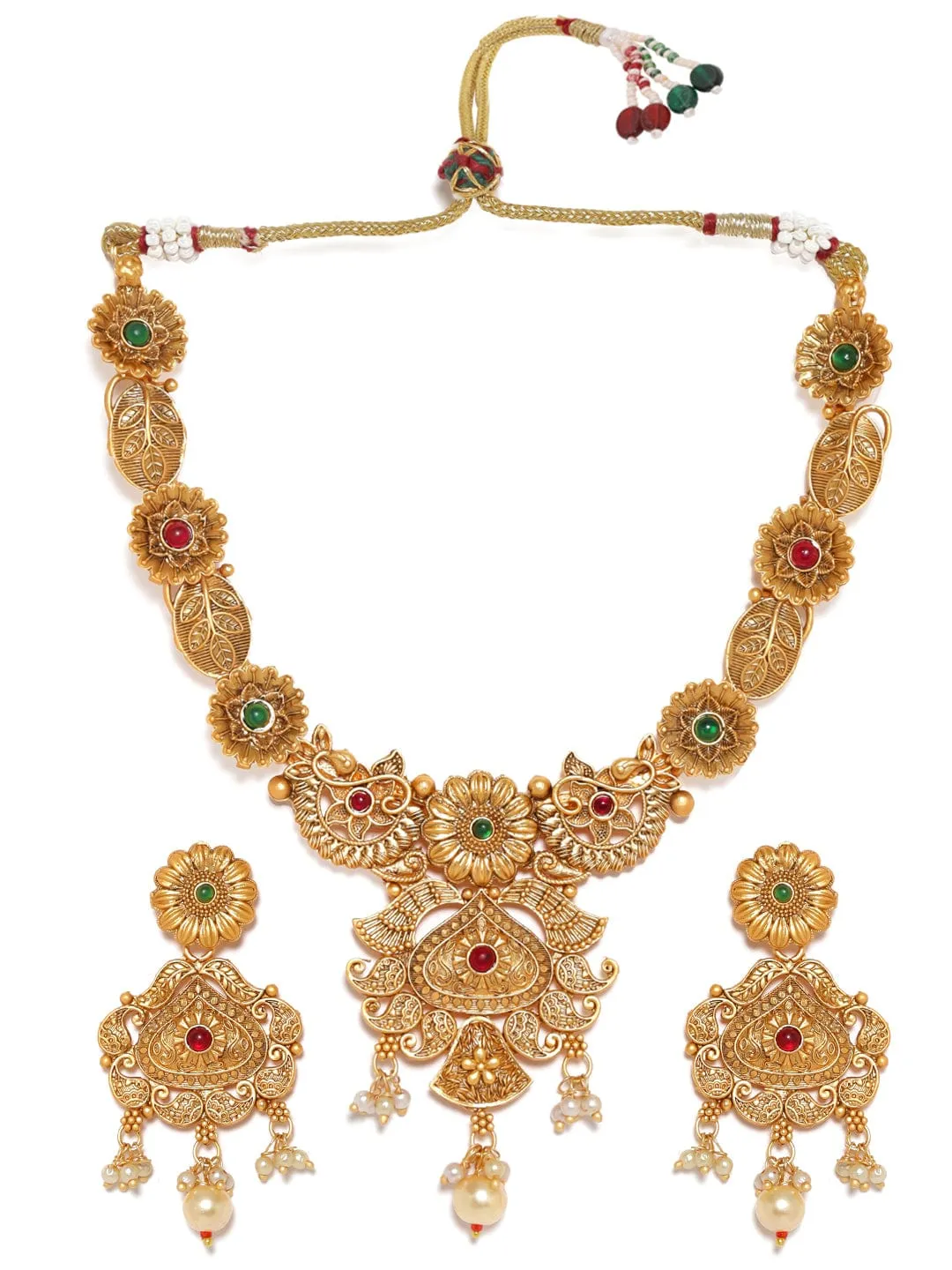 Rubans 22K Gold toned floral motif Necklace set