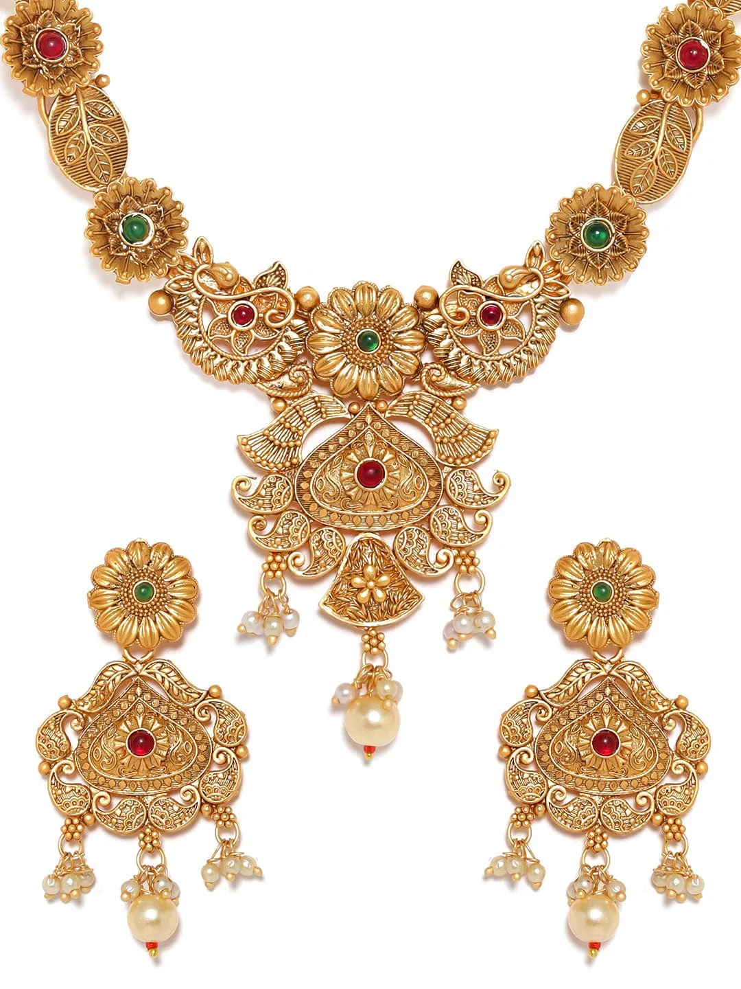 Rubans 22K Gold toned floral motif Necklace set