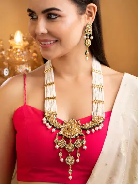 Elegant 24K Gold Plated Kundan Necklace Set with Exquisite Layered Design