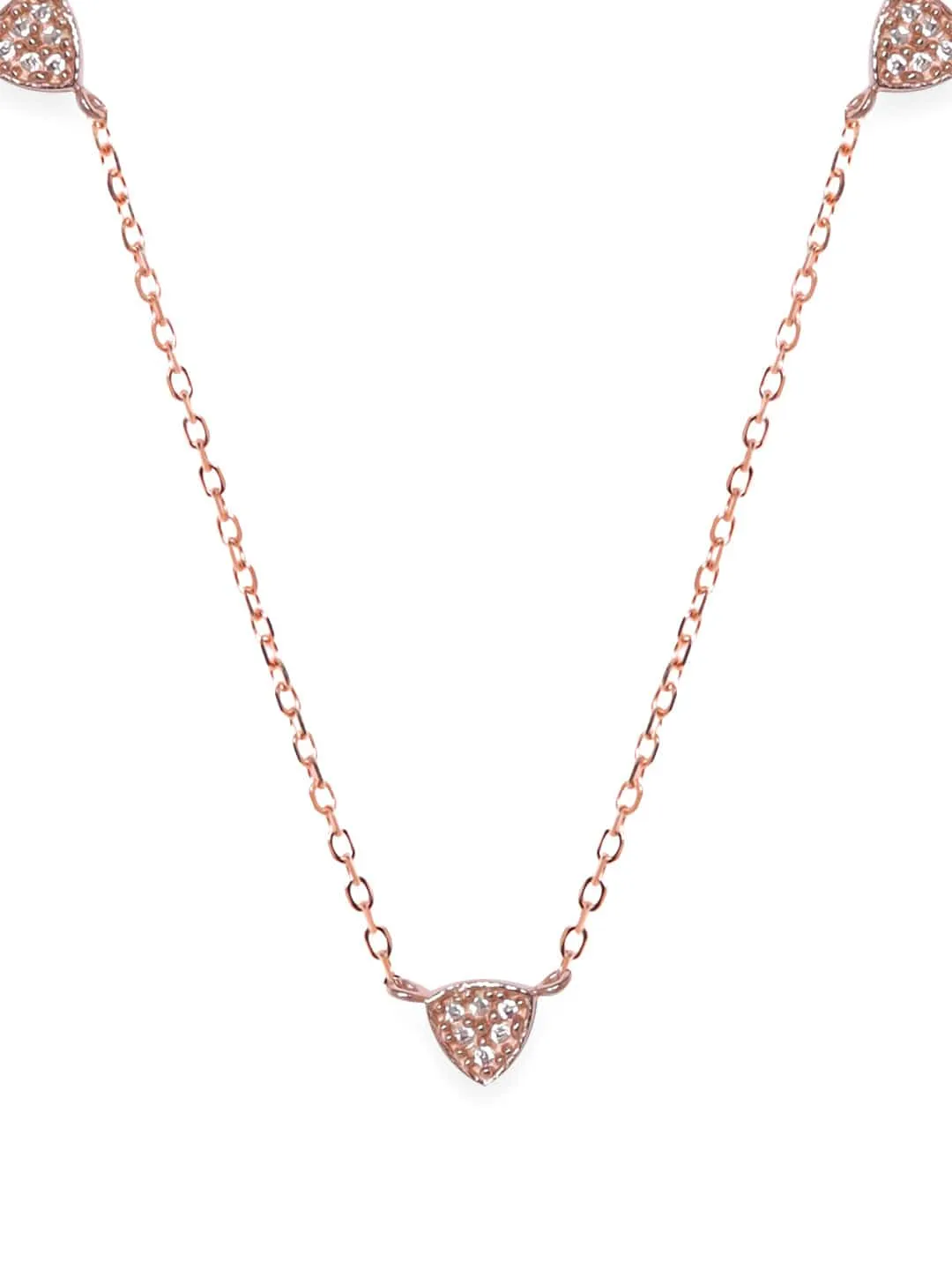 Rubans 925 Silver 18K Rose Gold Plated Heart Charm Necklace