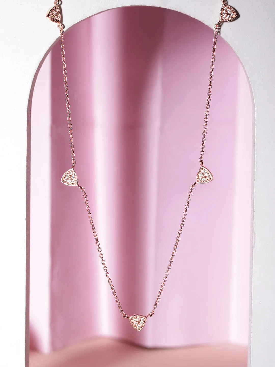 Rubans 925 Silver 18K Rose Gold Plated Heart Charm Necklace