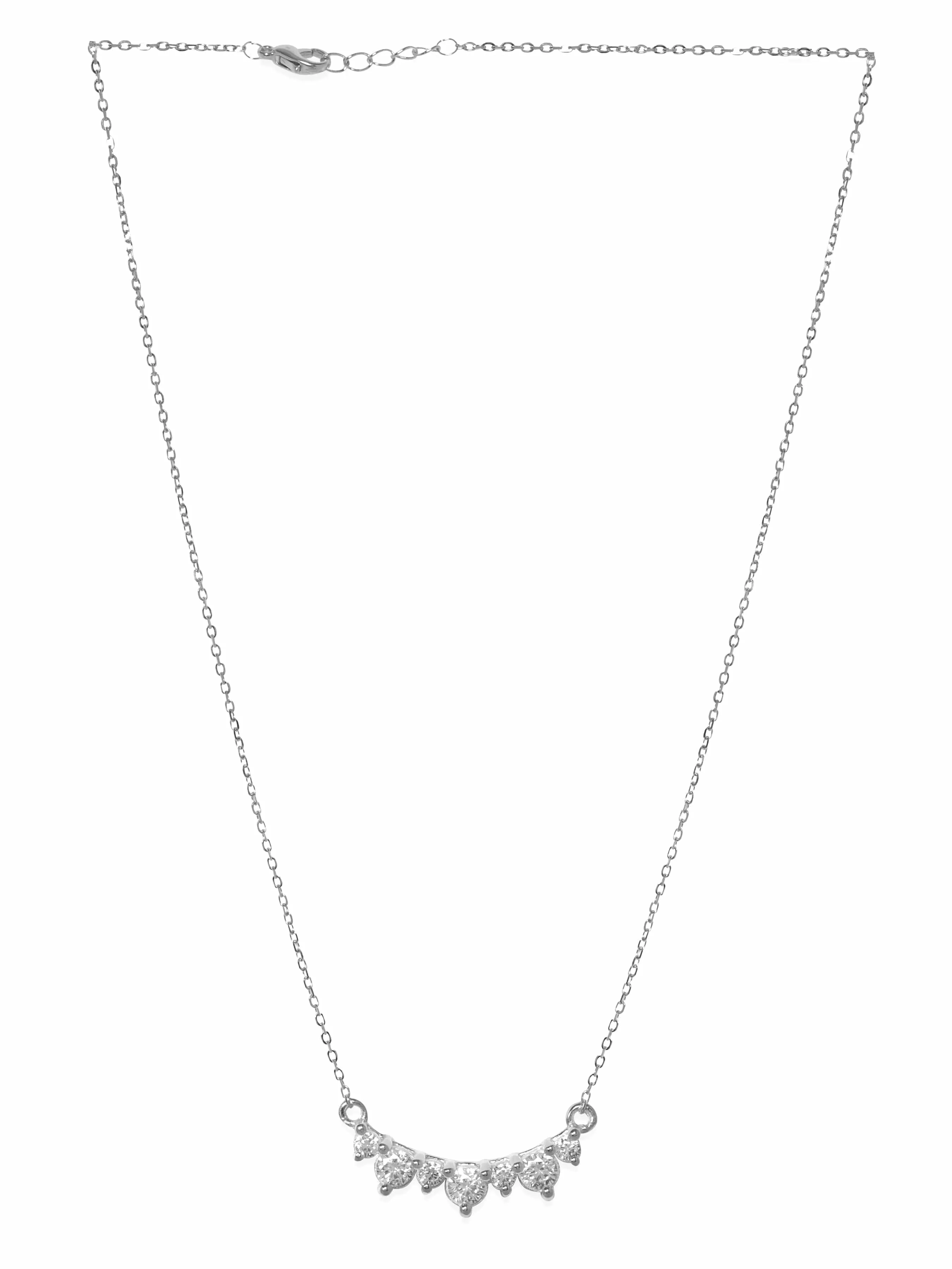 Rubans 925 Sterling Silver Rhodium-Plated Zirconia Studded Chain