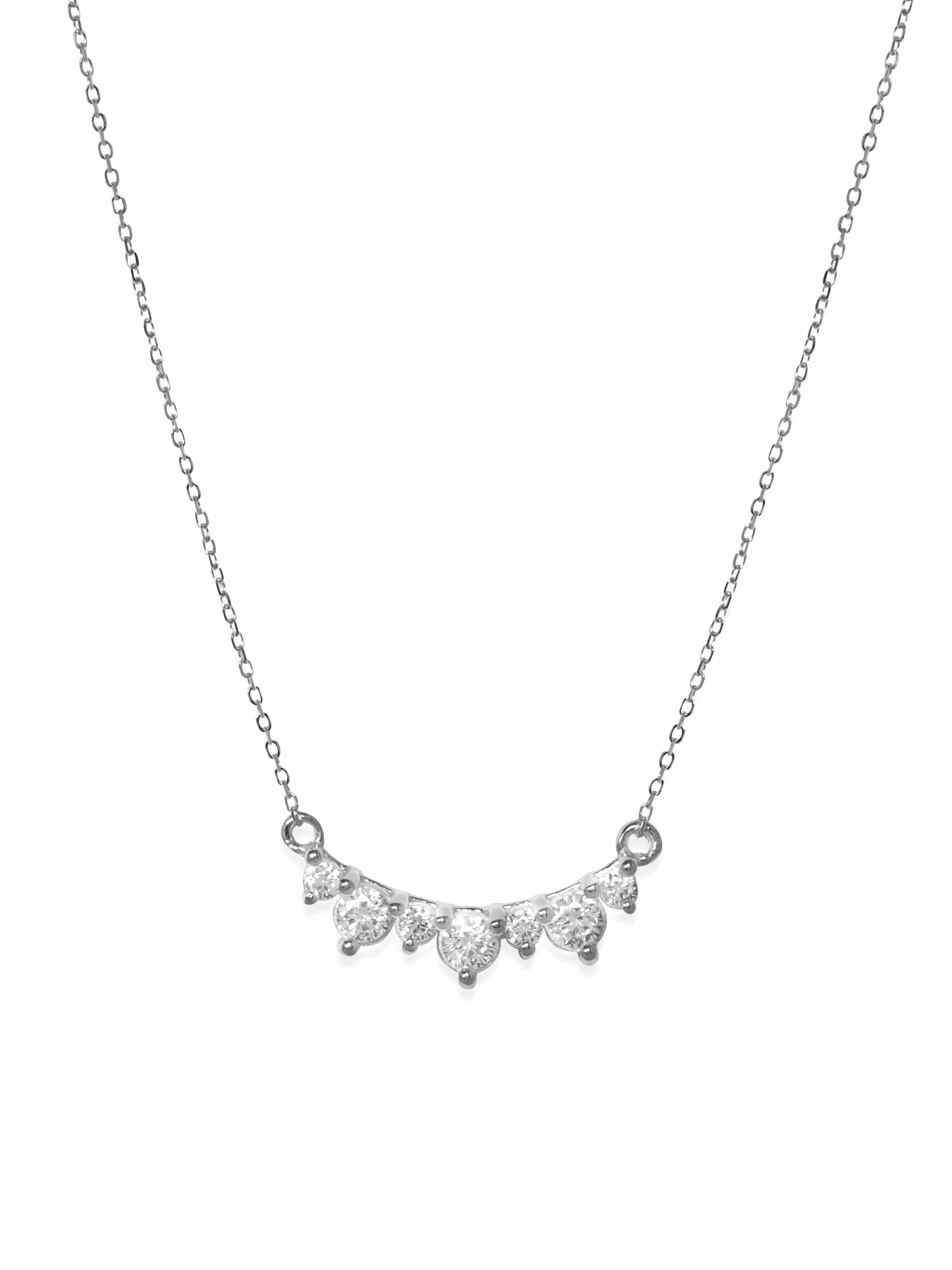 Rubans 925 Sterling Silver Rhodium-Plated Zirconia Studded Chain