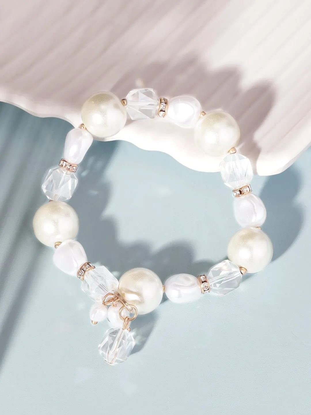 Rubans Cream Pearl & Crystal Beaded Classy Bracelet