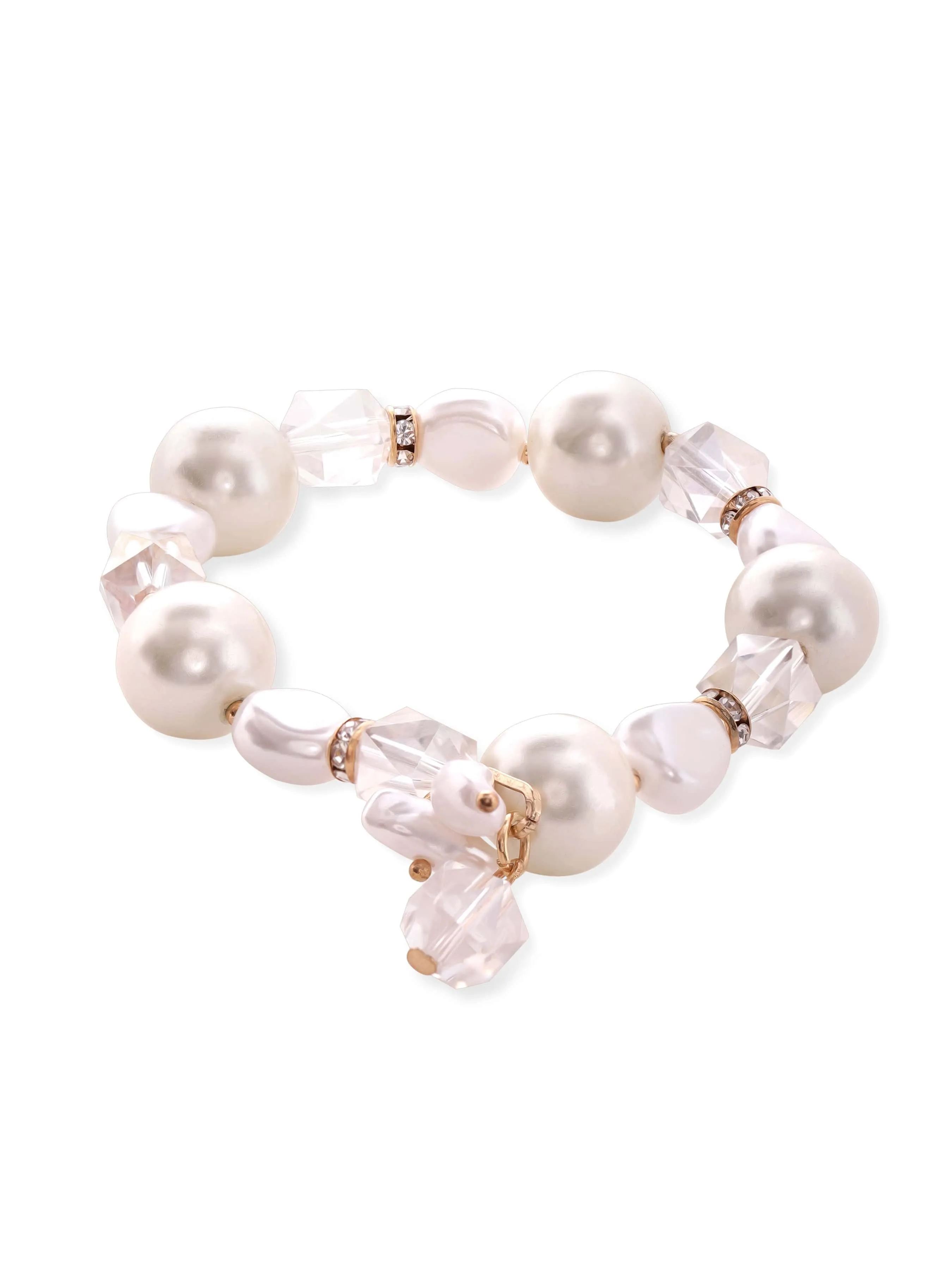 Rubans Cream Pearl & Crystal Beaded Classy Bracelet