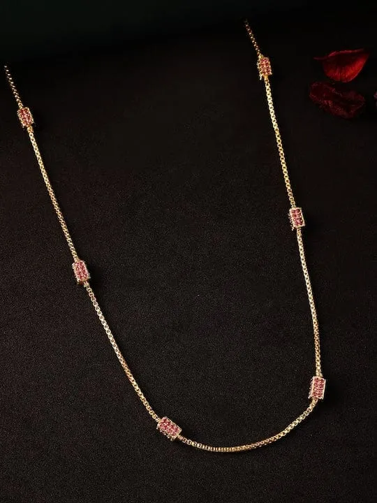 Rubans Faux Ruby Studded Gold Toned Necklace