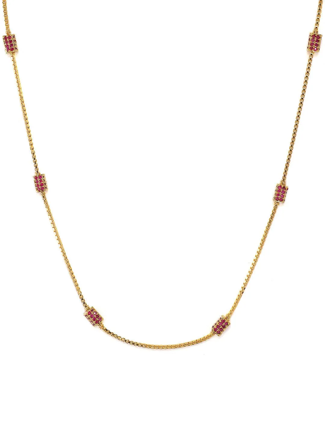 Rubans Faux Ruby Studded Gold Toned Necklace