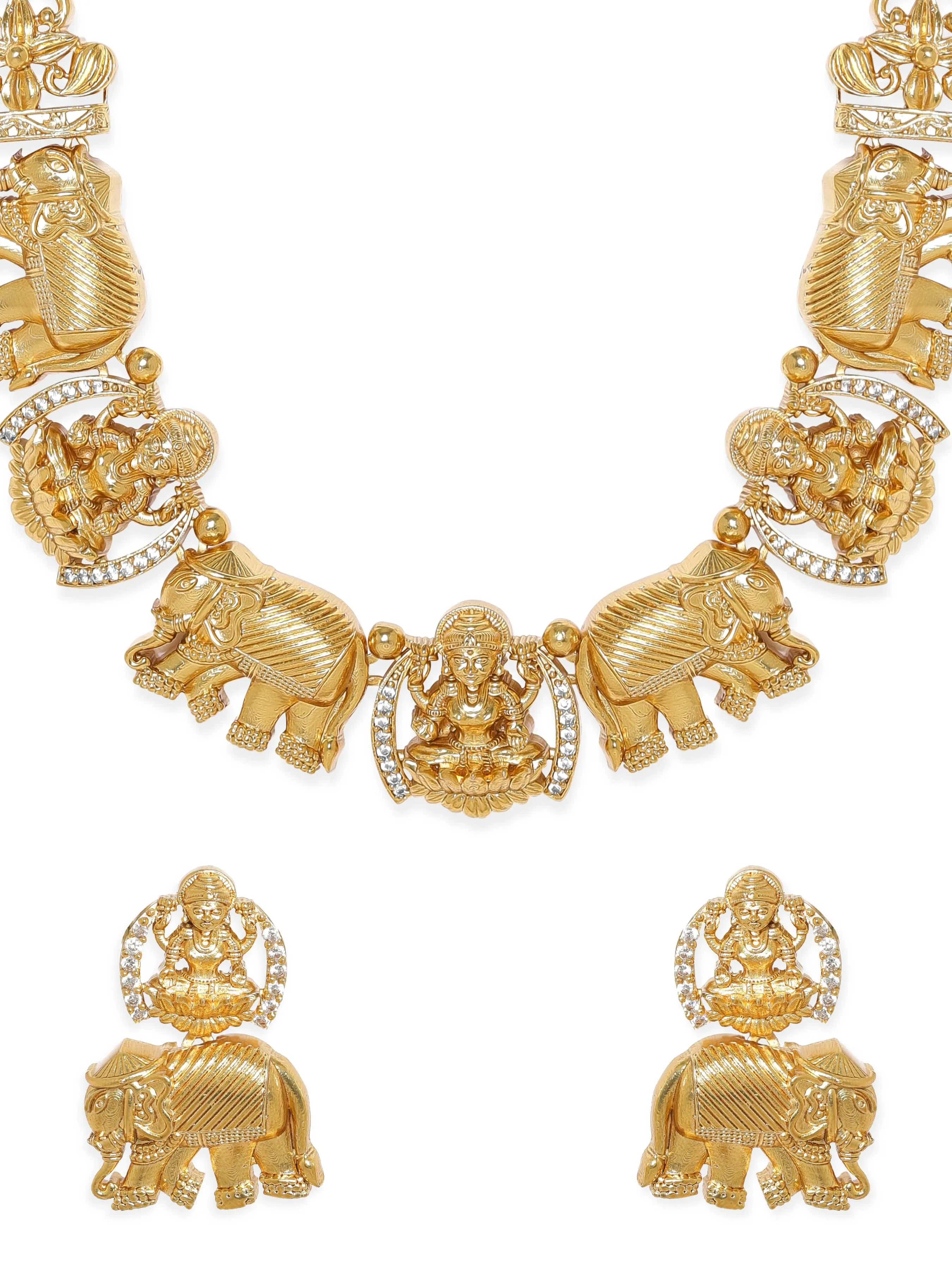 Rubans Gilded Elegance: AD Necklace Set