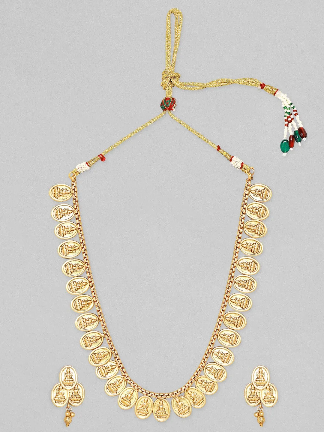 Rubans Goddesse Laxmi Coins Temple Jewellery Necklace Set.