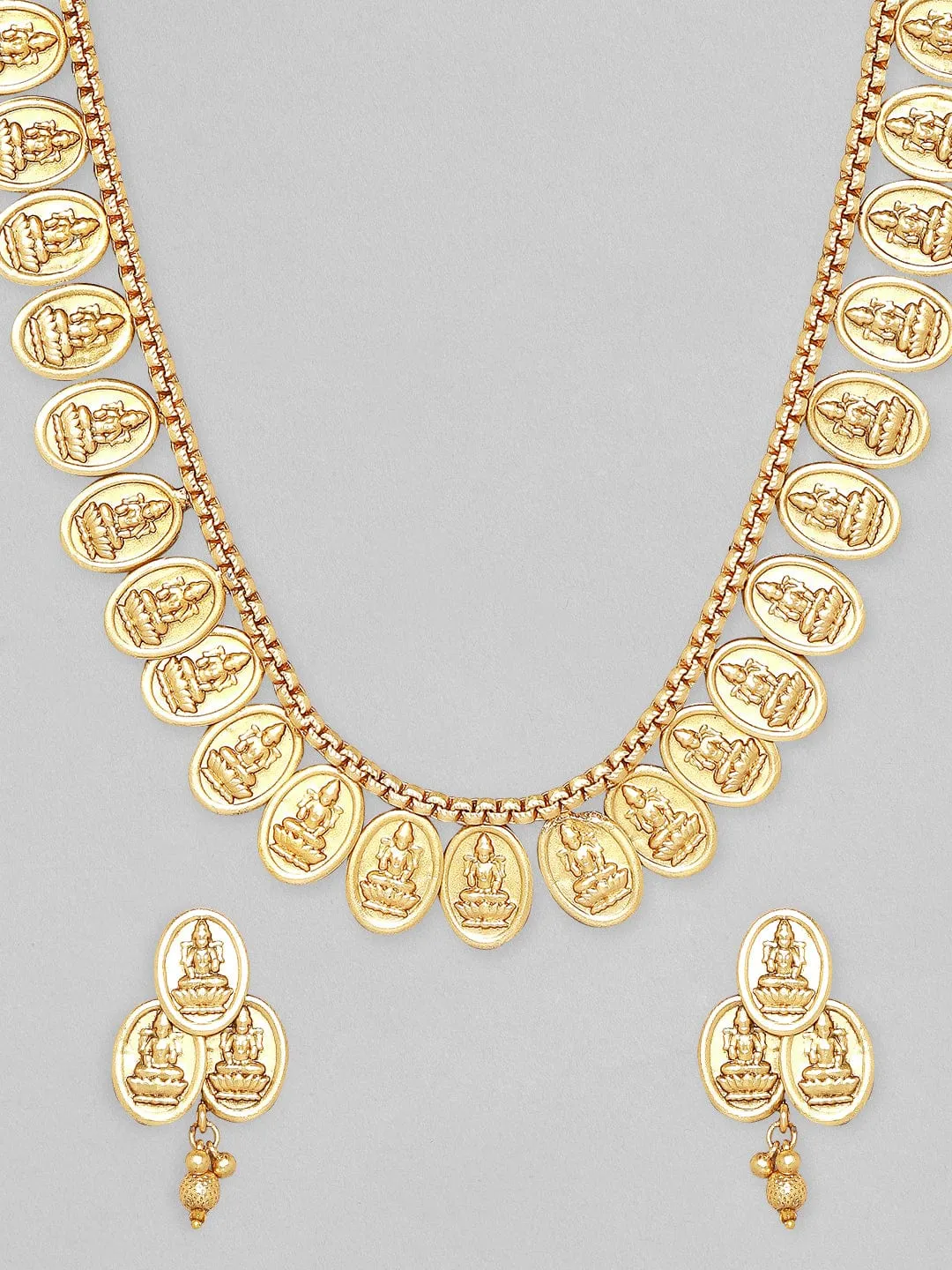 Rubans Goddesse Laxmi Coins Temple Jewellery Necklace Set.