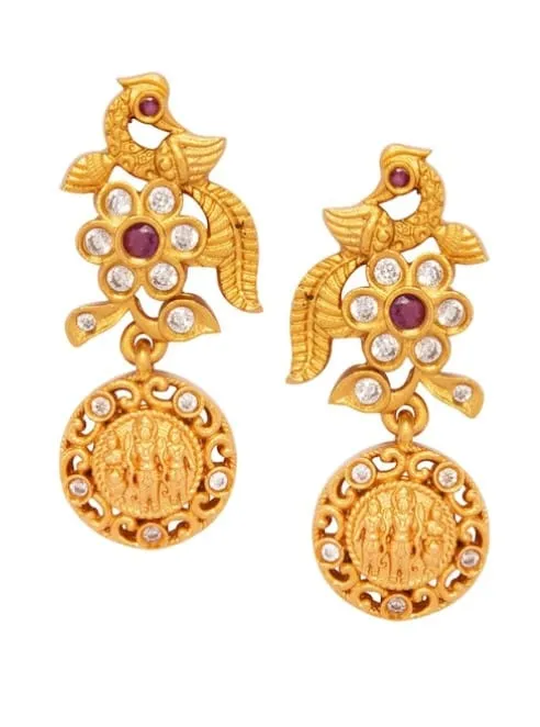 Rubans Gold Plated Fascinating CZ Studded Floral Temple Jewellery Set