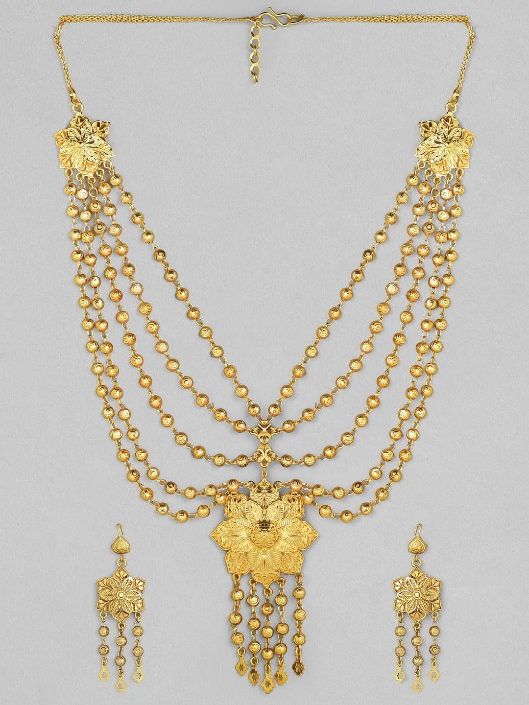 Rubans Gold Plated Handcrafted Layered Necklace Set