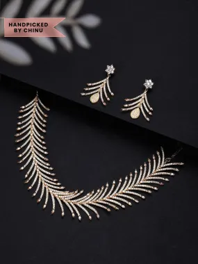 Rubans Gold Plated  Zircon Stone Studded Necklace Set