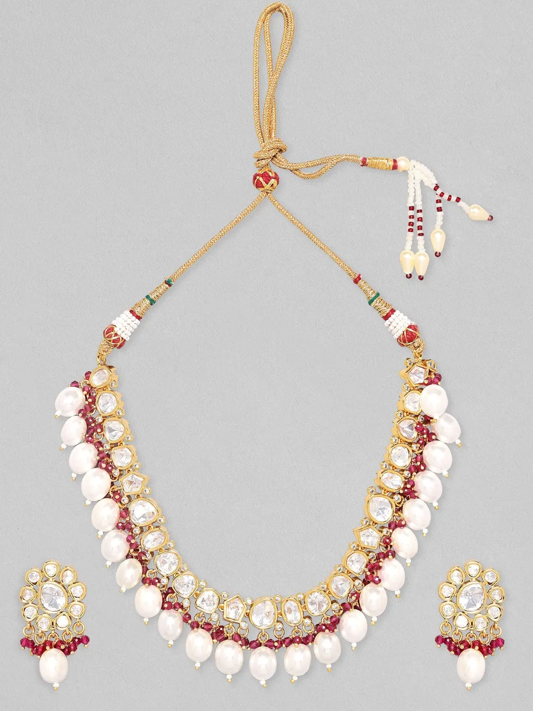 Rubans Kundan Pearl Necklace Set