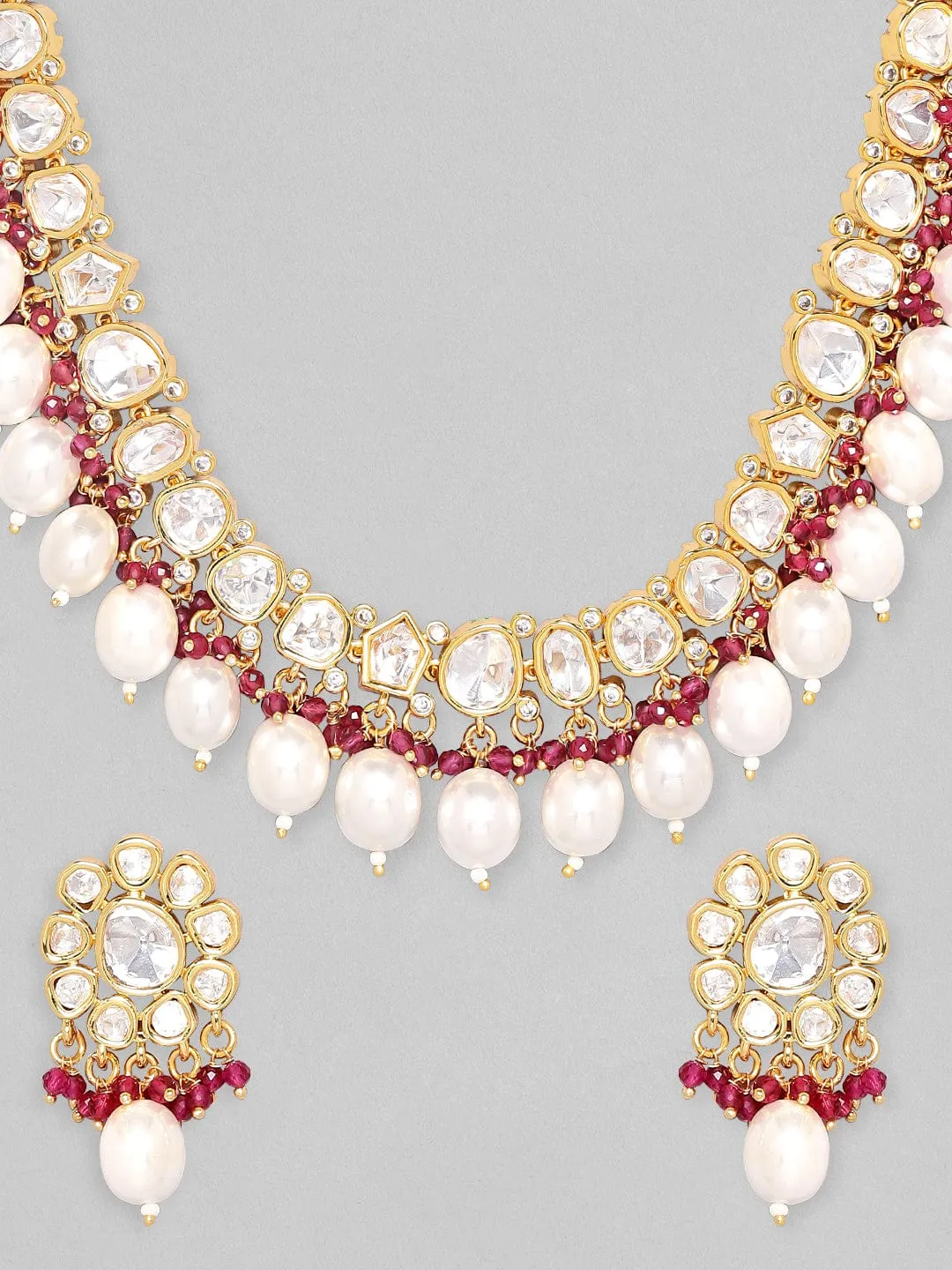 Rubans Kundan Pearl Necklace Set