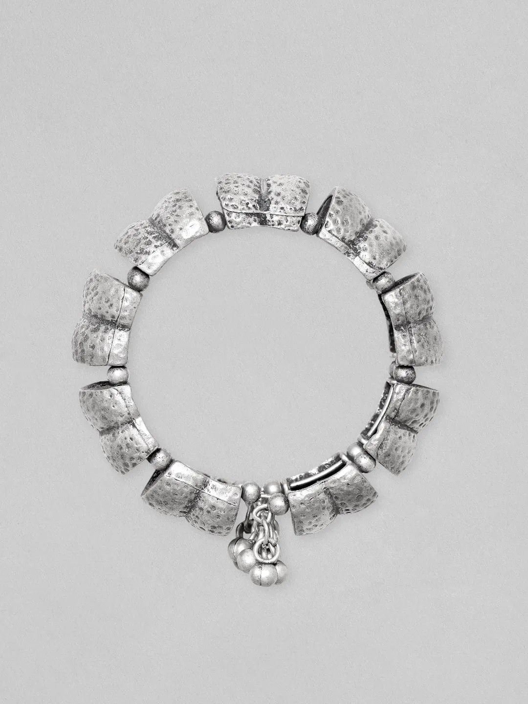 Rubans Oxidised  Women Silver-Plated Kada Bracelet