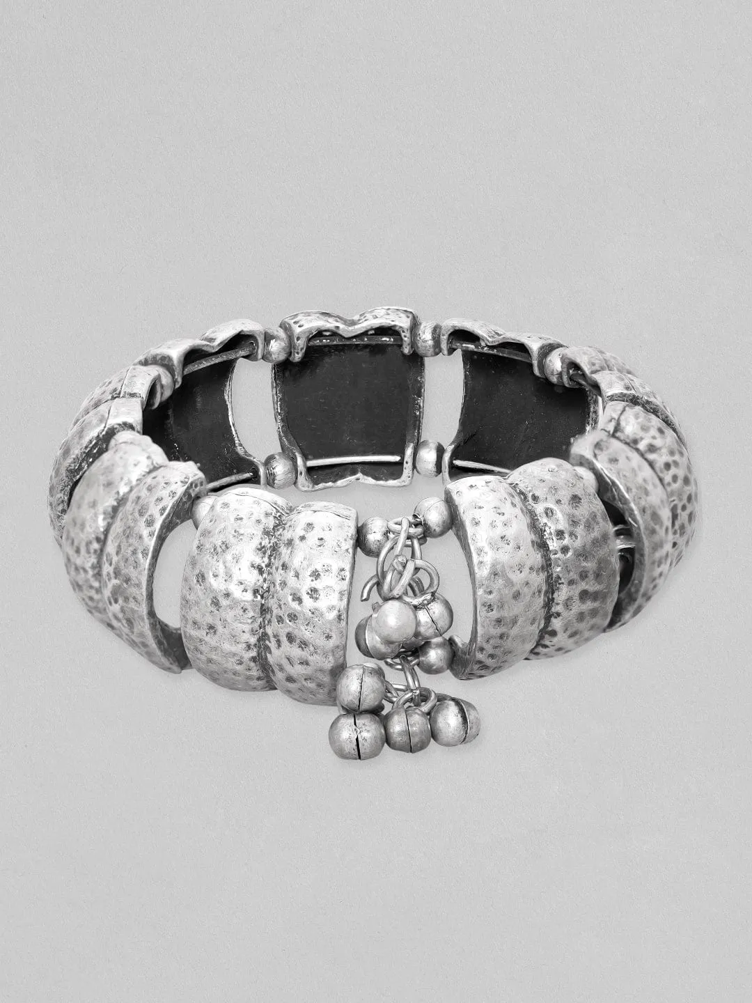 Rubans Oxidised  Women Silver-Plated Kada Bracelet