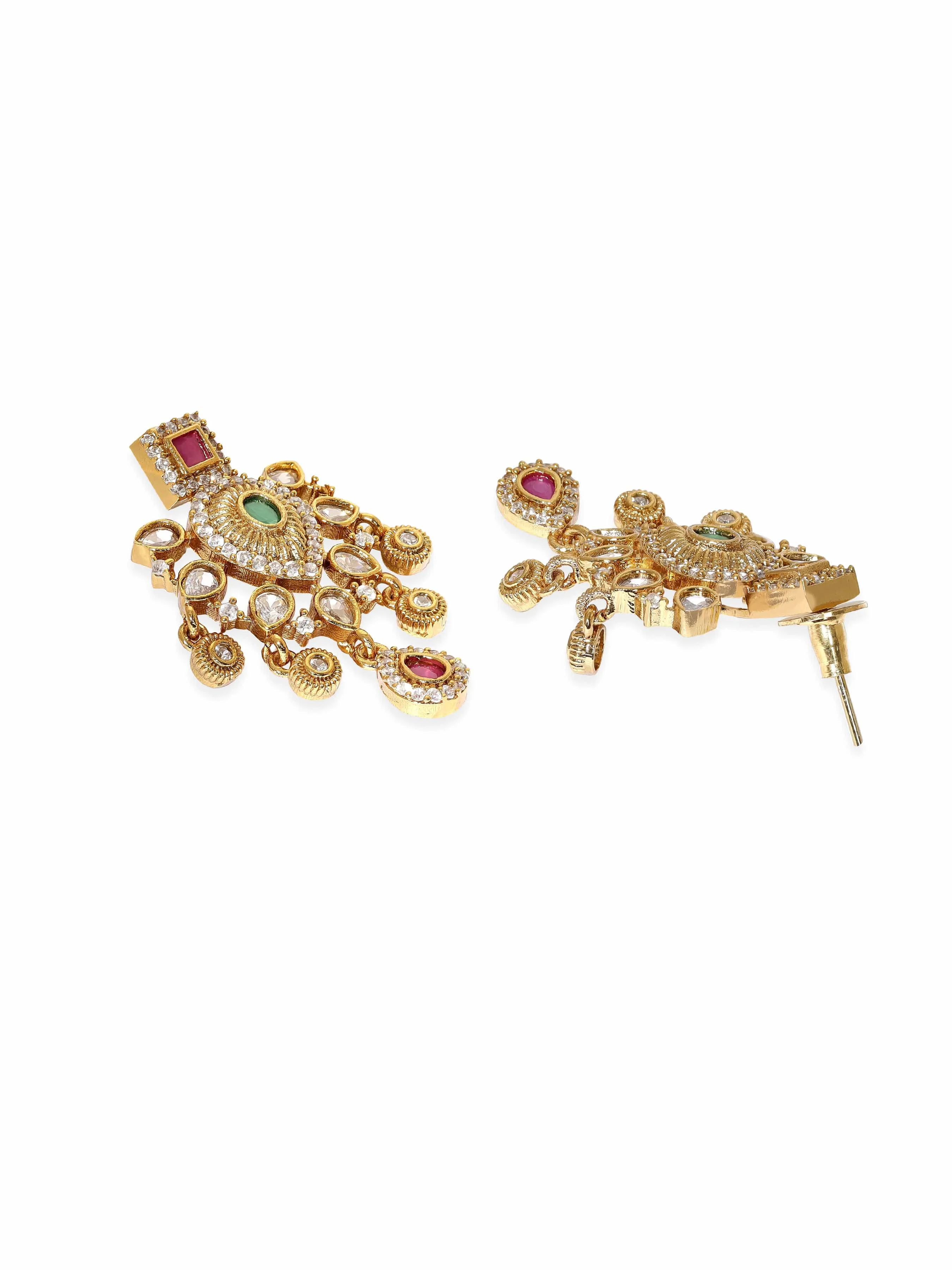 Rubans Regal Gold Tone Temple Necklace Set with Multicolored Stones by Rubans